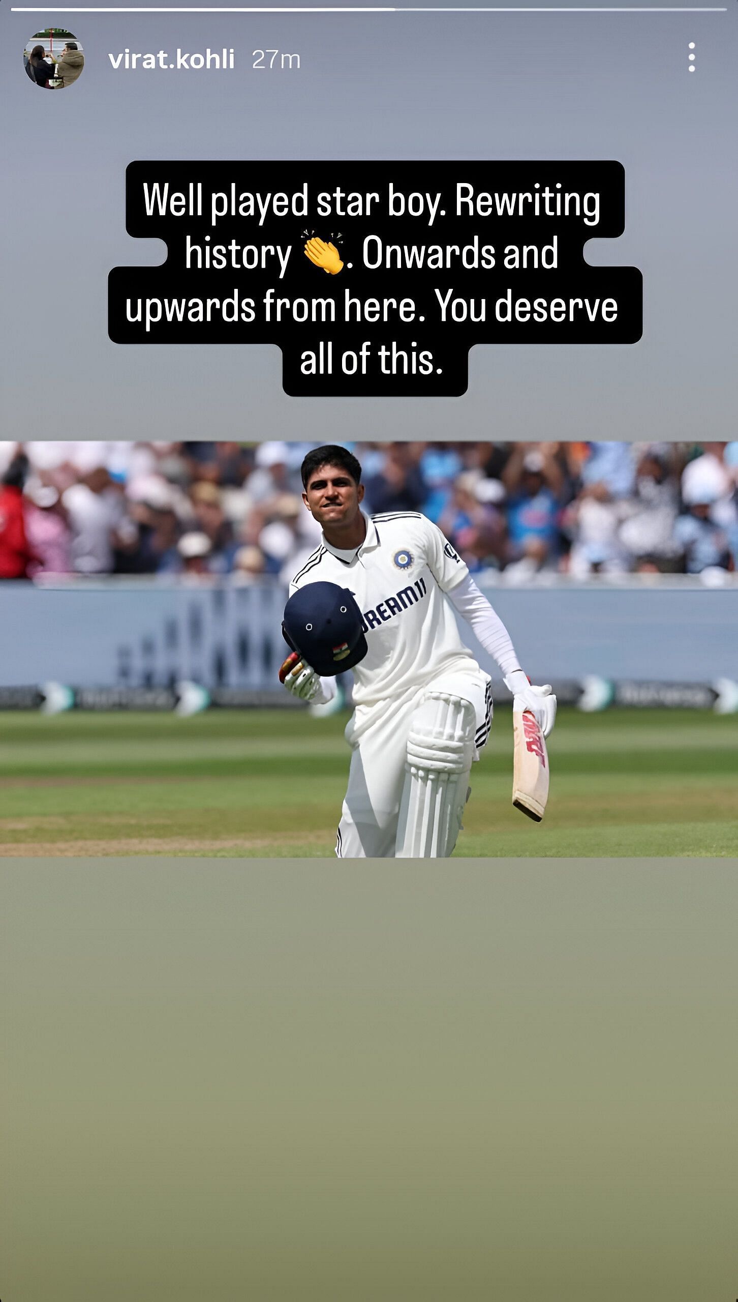 Screenshot of Virat Kohli's Instagram story - Source: Virat Kohli/IG